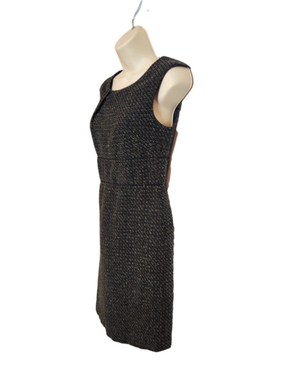 Ann Taylor LOFT Black and White Tweed Front Pleat Career Sheath Dress 2 Petite - Picture 3 of 10